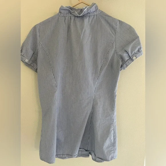 The Limited Striped Short Sleeve Ruffle Shirt Size XS - Picture 7 of 9